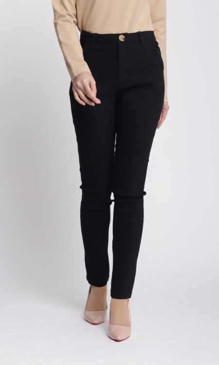 Zeera Skinny Pants Black Cotton Stretchable Trousure Jasmina Malaysia