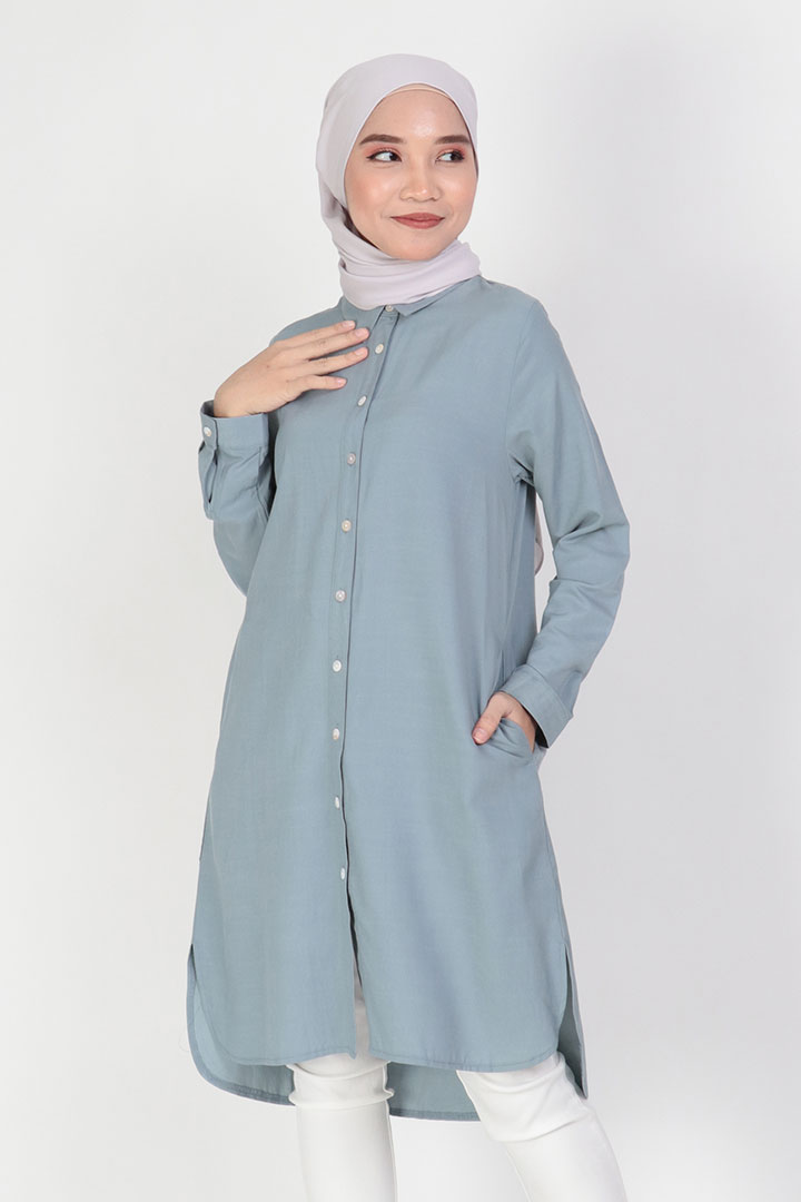 Olva Long Blouse Blue - Jasmina