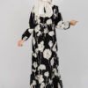 Imani Floral Printed Dress Black - Image 5