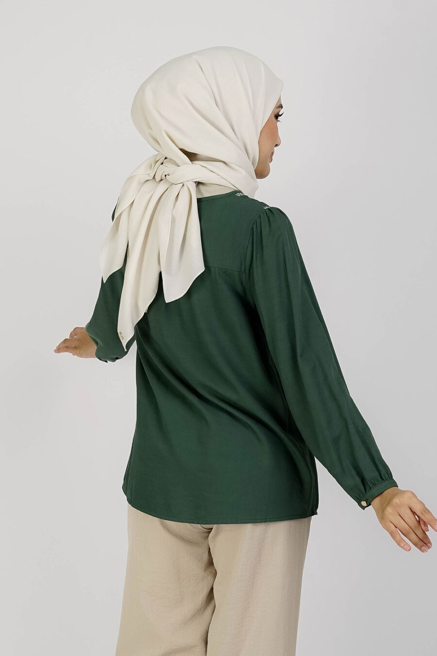 Raisa Embroidery Blouse Dark Green - Image 4