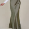 Marina Satin Skirt Olive