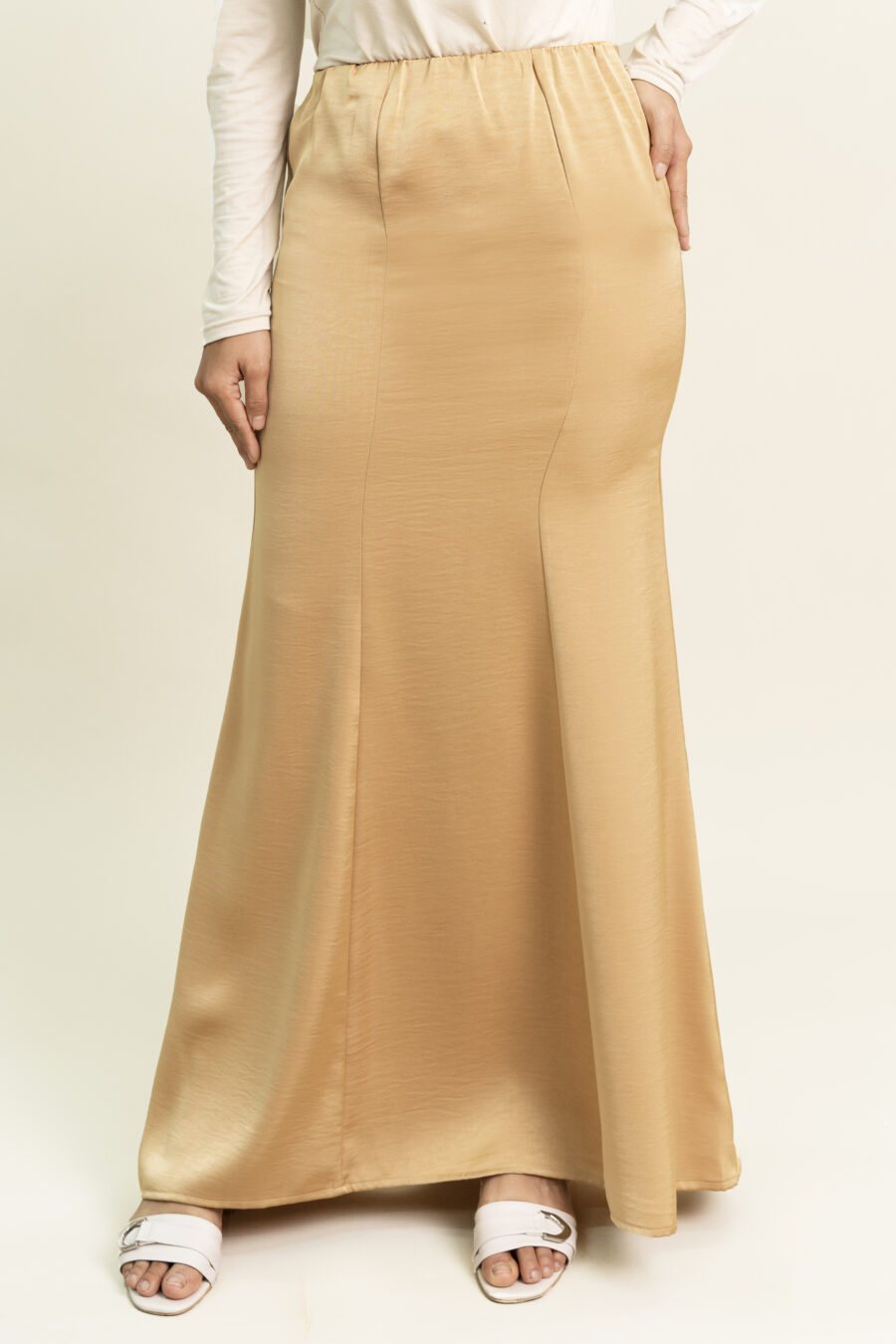 Grace Satin Mermaid Skirt Latte