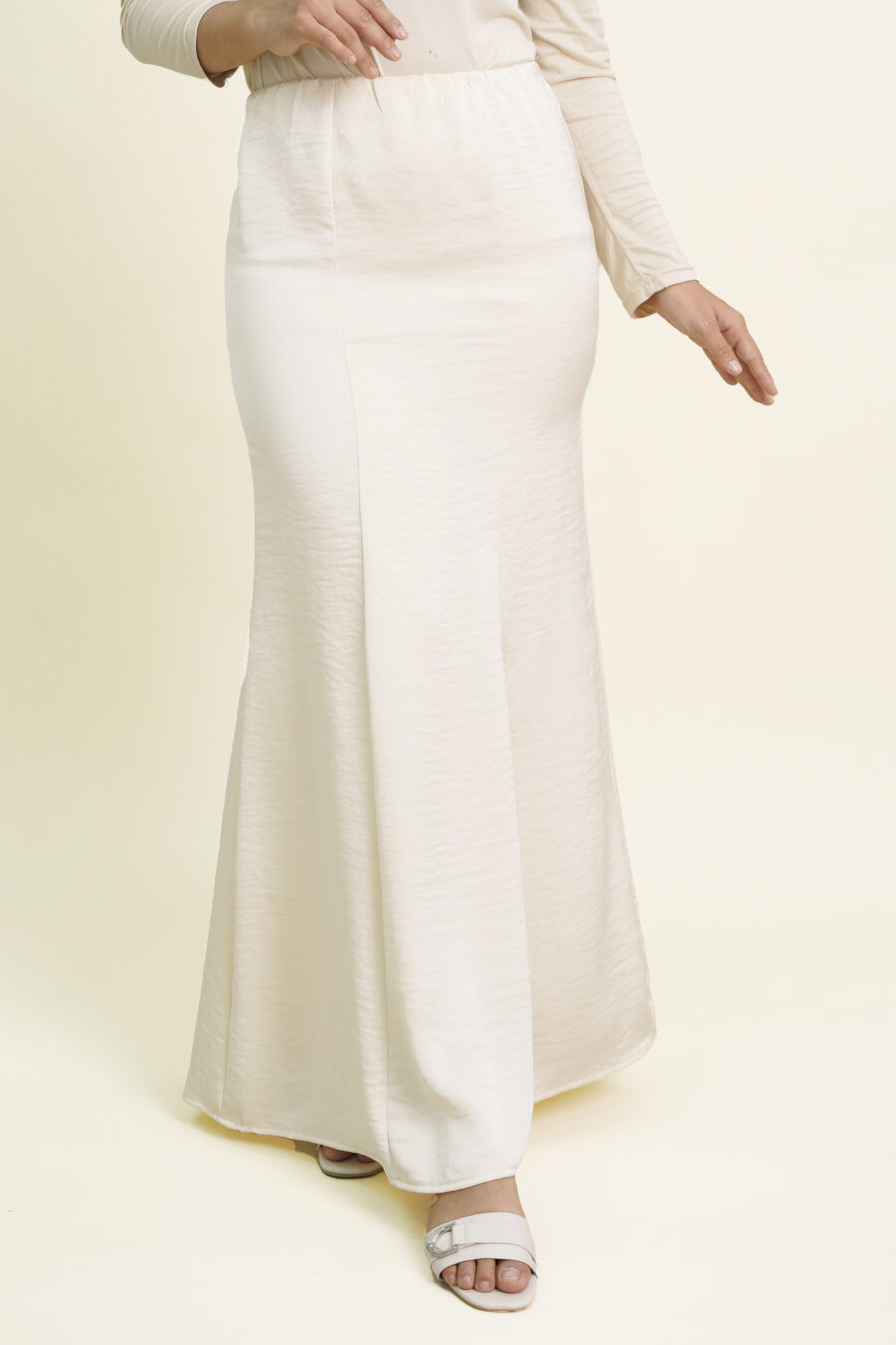 Grace Satin Mermaid Skirt Beige