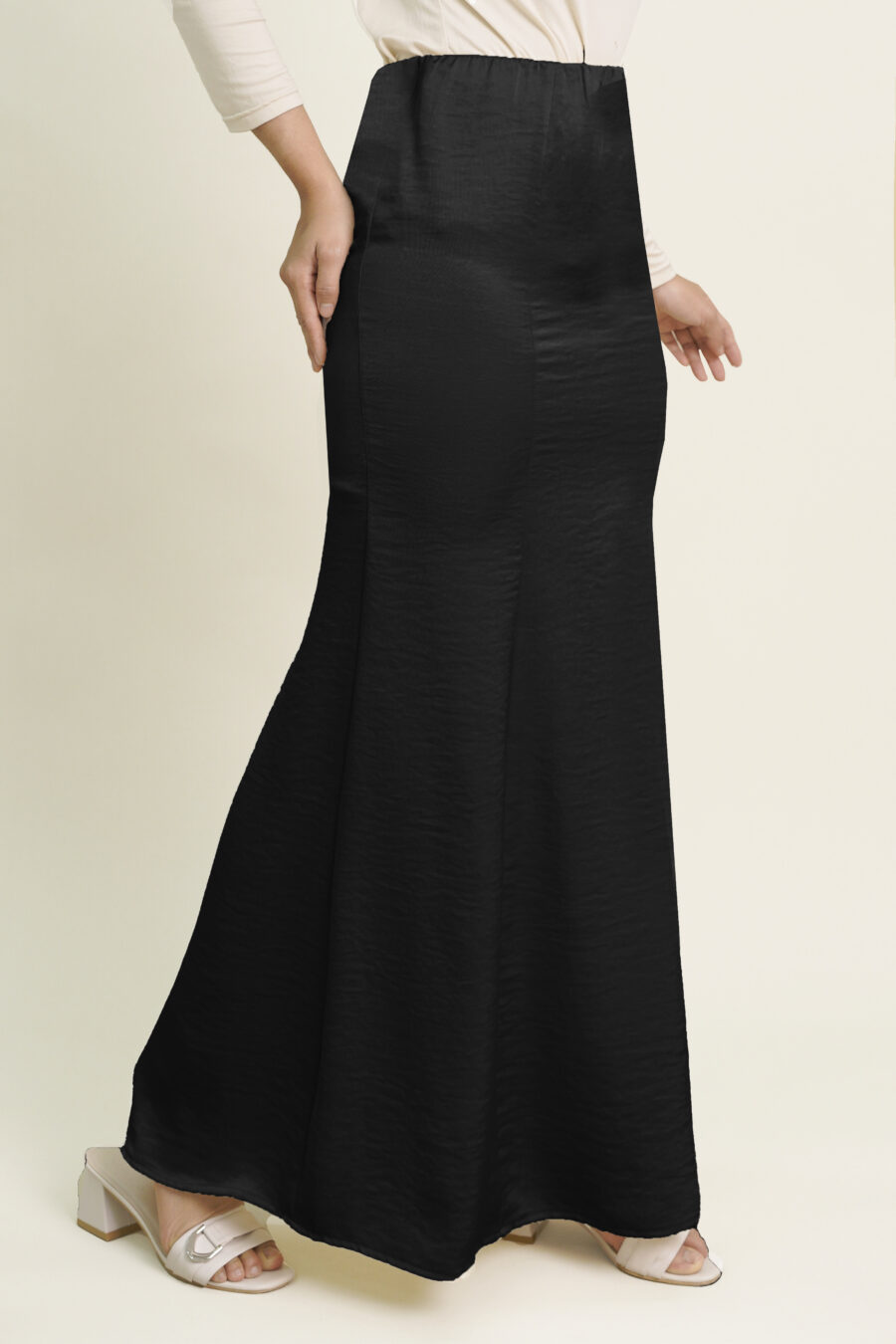 Grace Satin Mermaid Skirt Black