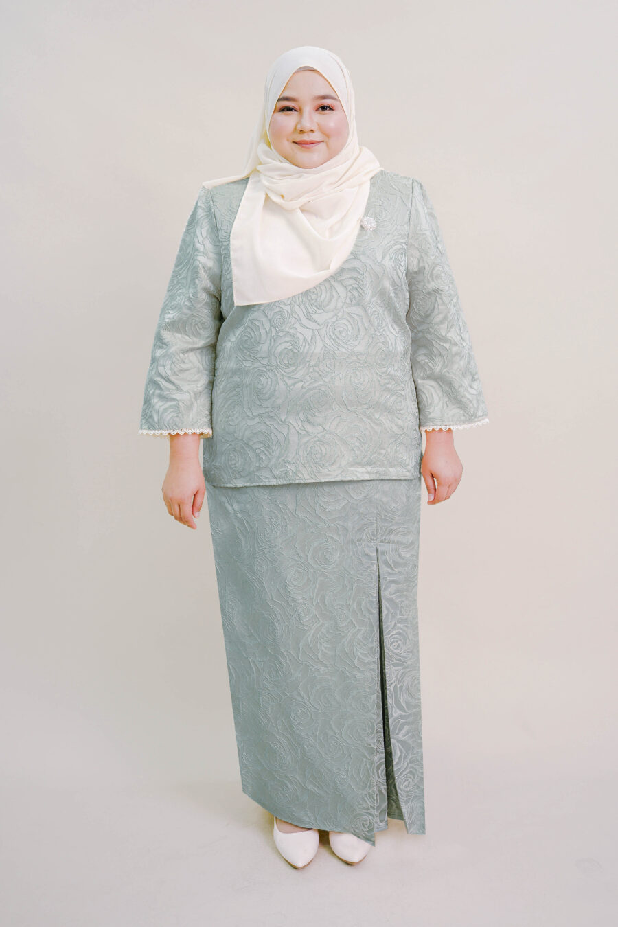 Felline Plus Size Kurung in Dusty Green