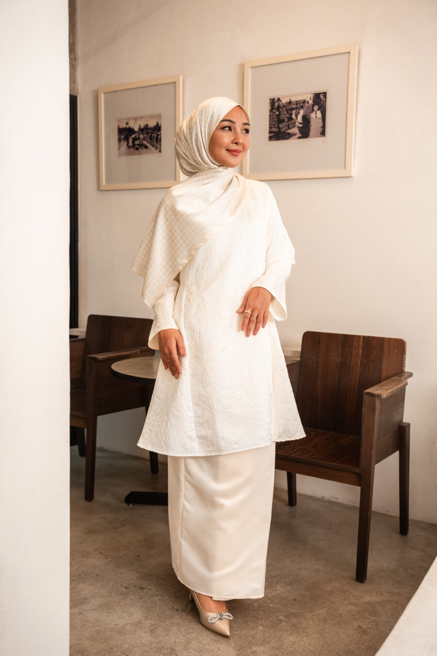 Ayla Duchess Kurung in Cream - Image 4