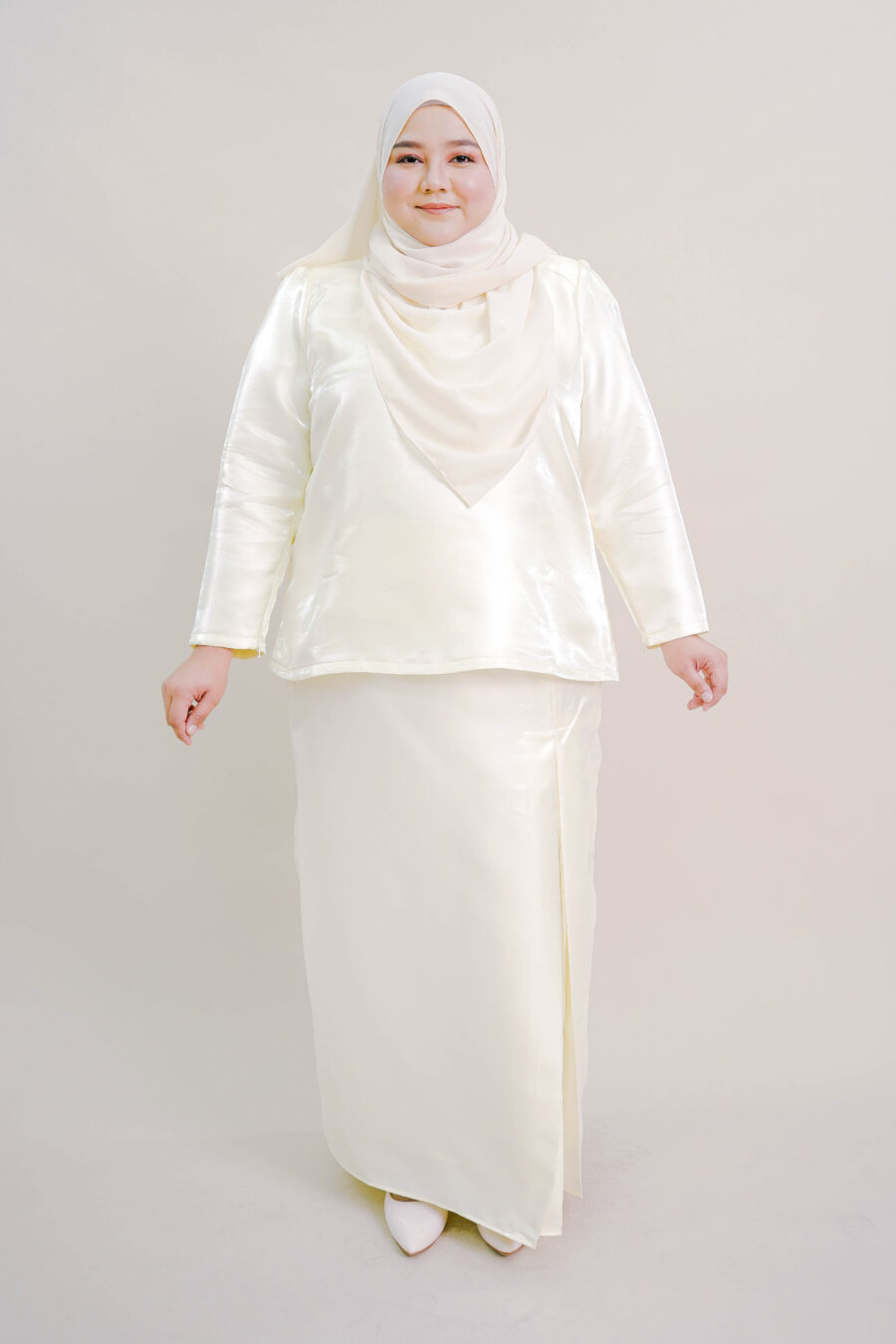 Kalea Plus Size Shimmer Kurung in Soft Yellow