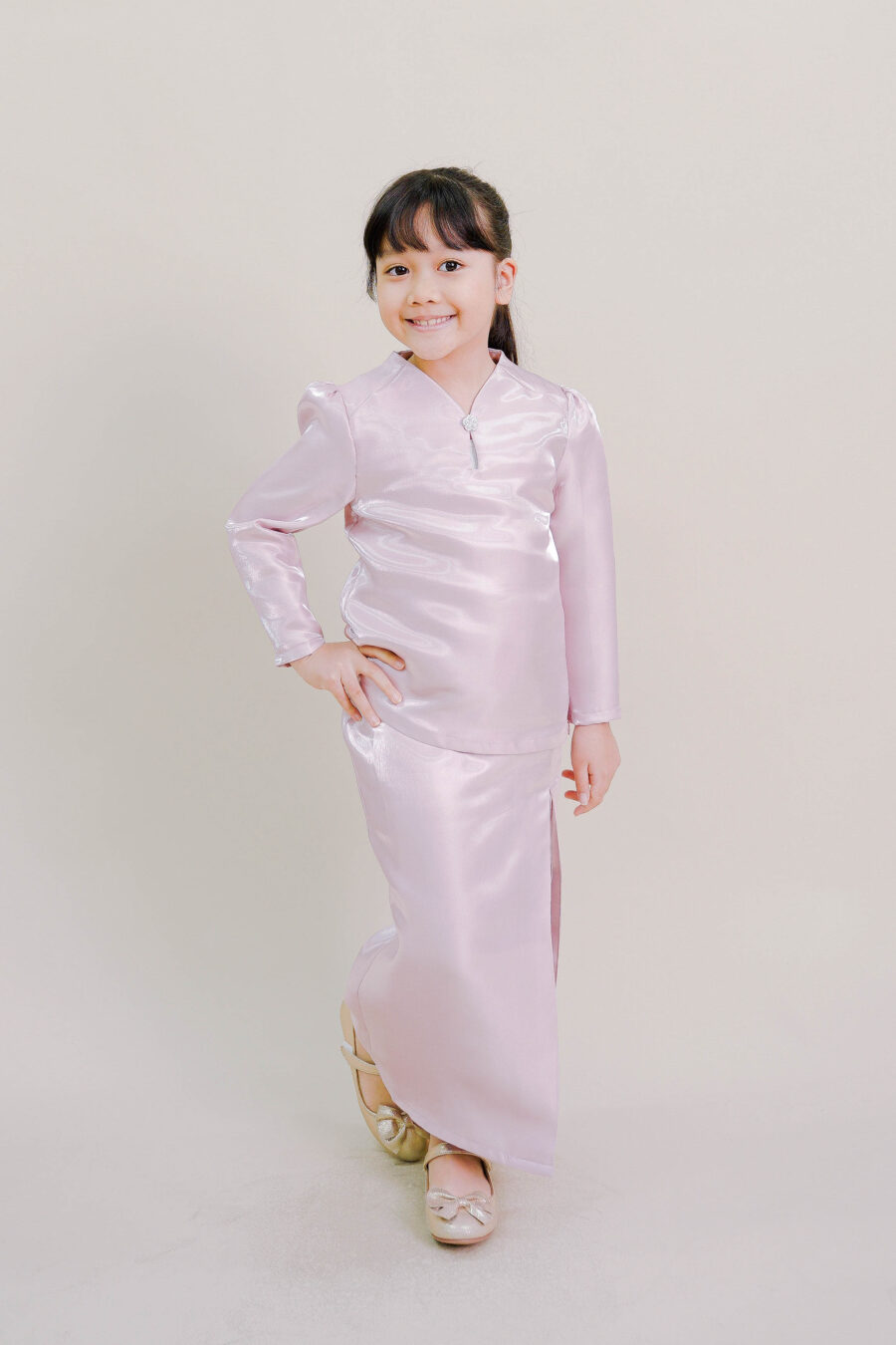 Kalea Kids Shimmer Kurung in Pink