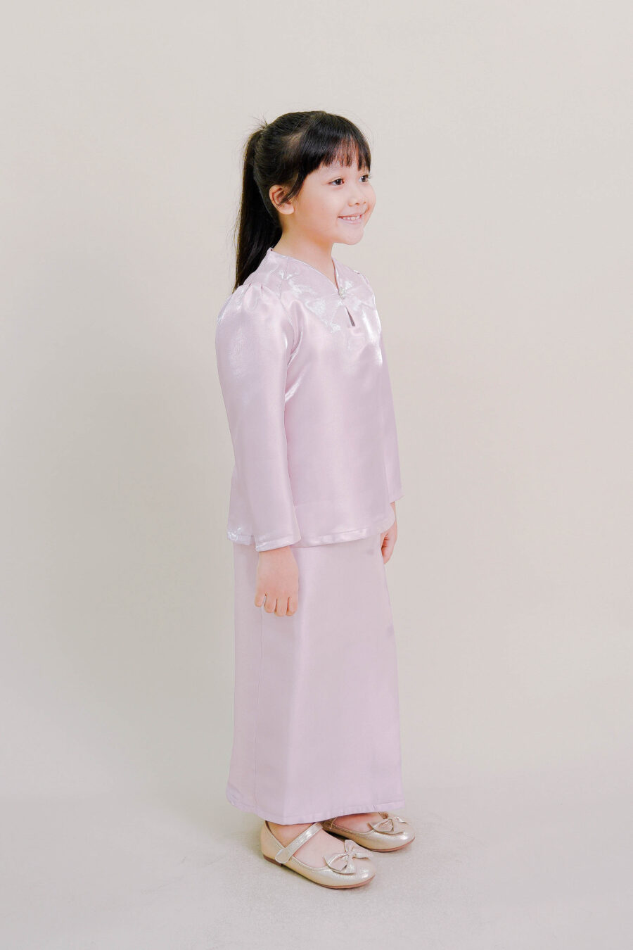 Kalea Kids Shimmer Kurung in Pink - Image 3