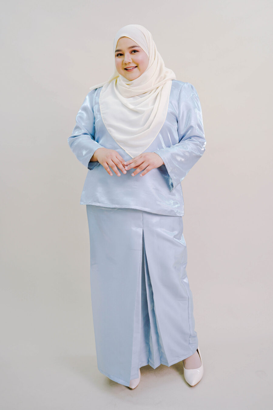 Kalea Plus Size Shimmer Kurung in Blue