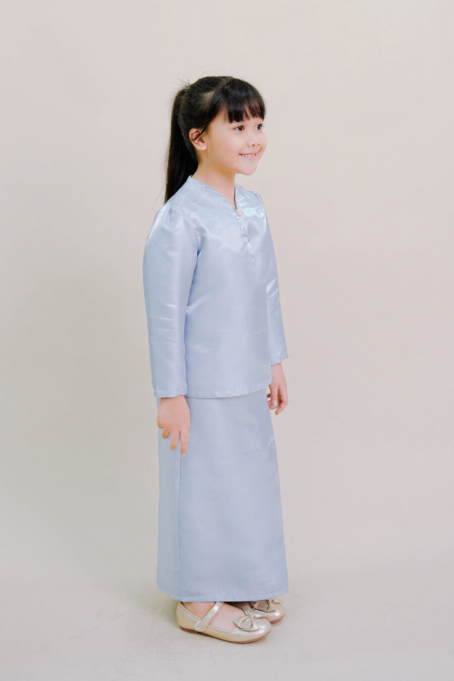 Kalea Kids Shimmer Kurung in Blue - Image 2