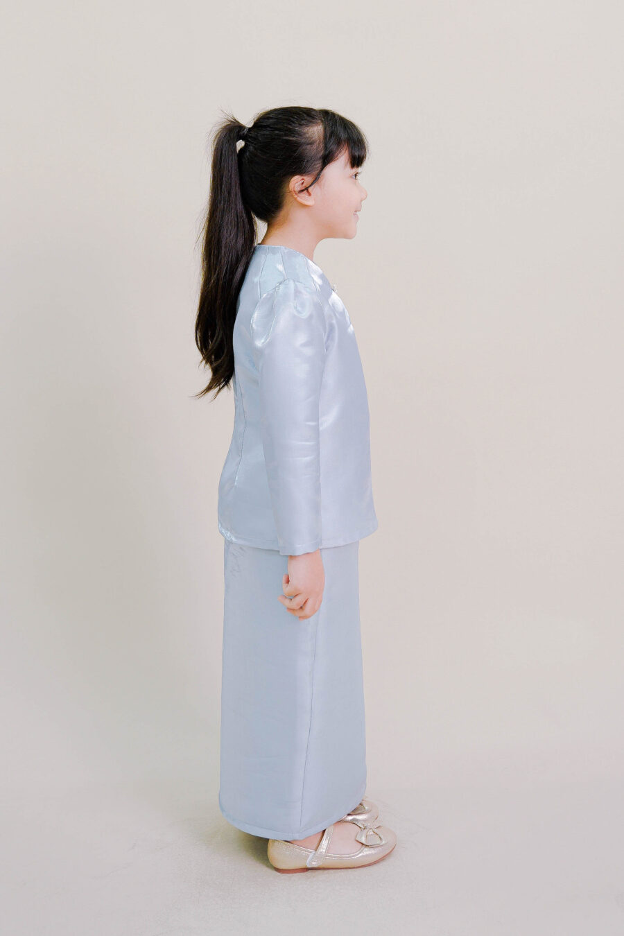 Kalea Kids Shimmer Kurung in Blue - Image 3