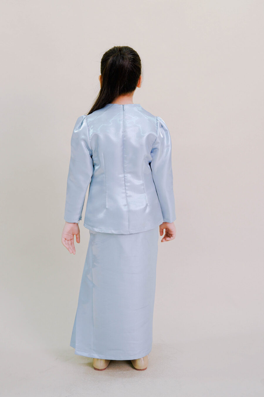 Kalea Kids Shimmer Kurung in Blue - Image 4