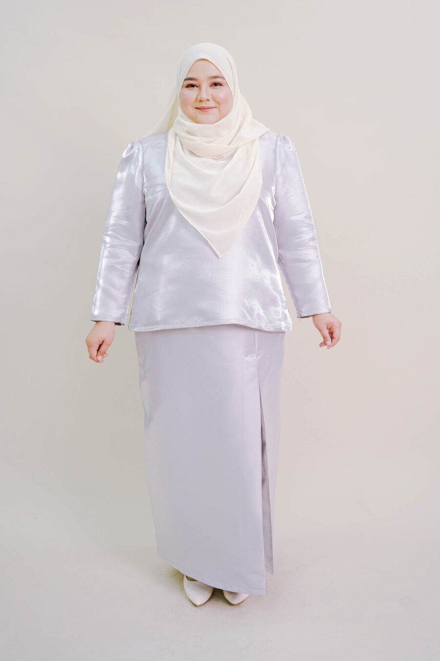 Kalea Plus Size Shimmer Kurung in Lilac - Image 2