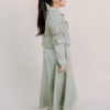 Lenora Kids Dress with Embroidered Organza Cardigan in Sage Green - Image 2