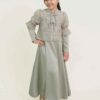 Lenora Kids Dress with Embroidered Organza Cardigan in Sage Green