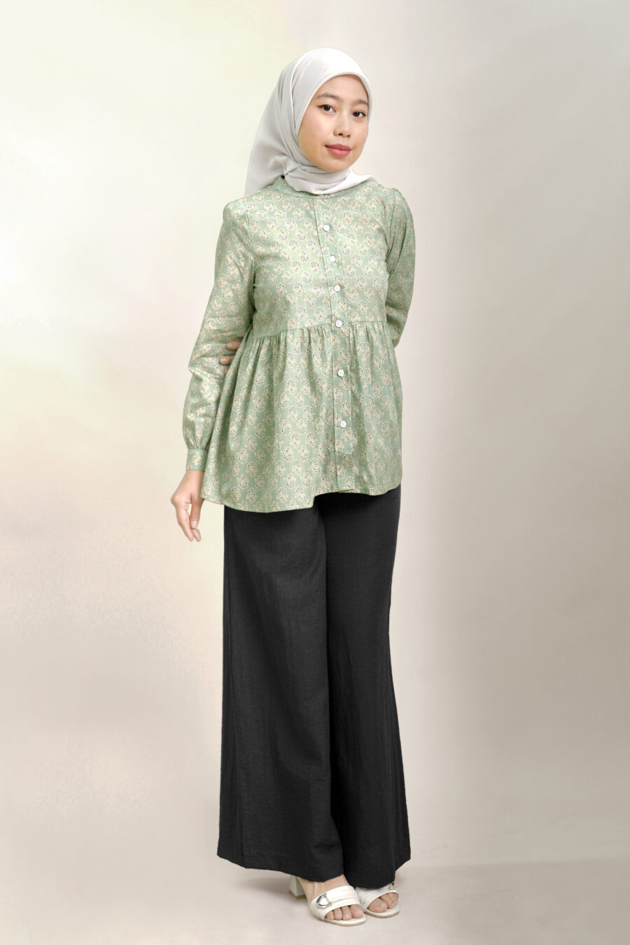 Marissa Printed Blouse Dusty Green - Image 2