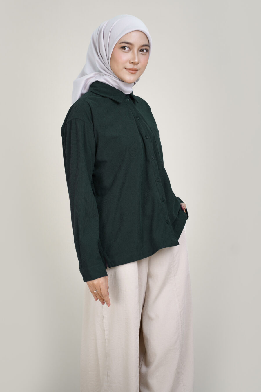 Luna Corduroy Blouse Green - Image 3