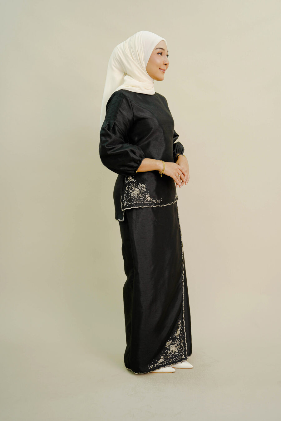 Evelyn Mini Kurung with Embroidery Black - Image 2