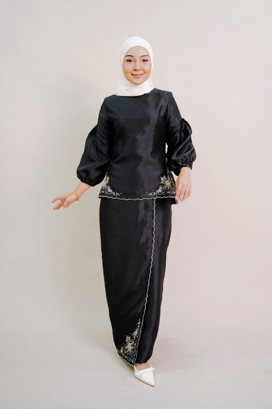 Evelyn Kurung with Embroidery in Black - Image 2