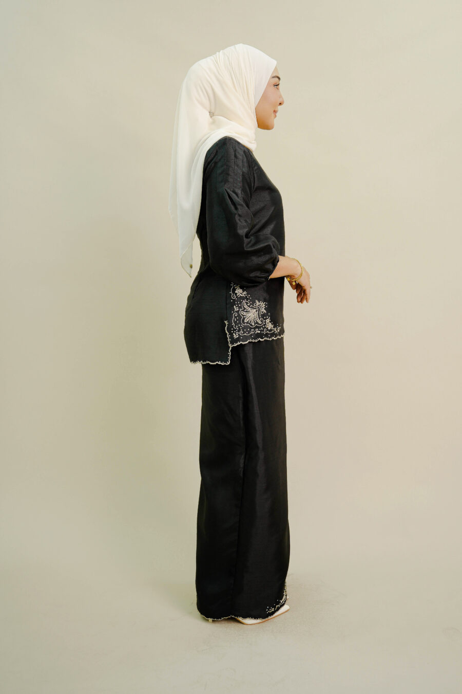 Evelyn Mini Kurung with Embroidery Black - Image 3