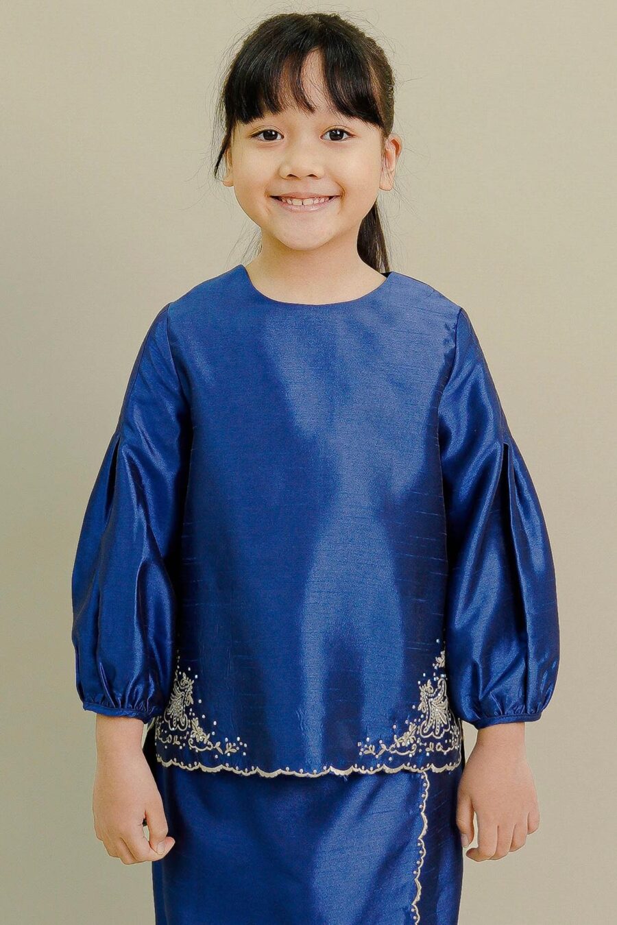 Evelyn Mini Kurung with Embroidery Kids Blue - Image 2