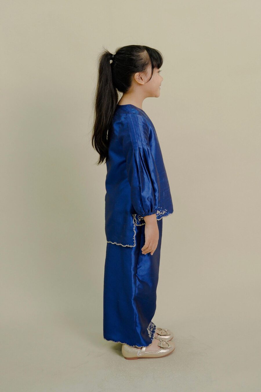 Evelyn Mini Kurung with Embroidery Kids Blue - Image 4