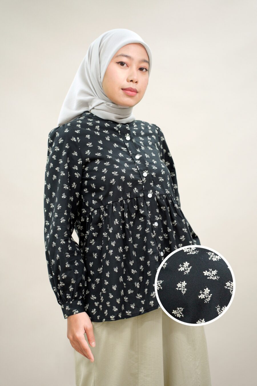 Marissa Printed Blouse Navy