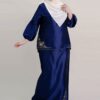Evelyn Plus Size Kurung with Embroidery in Royal Blue