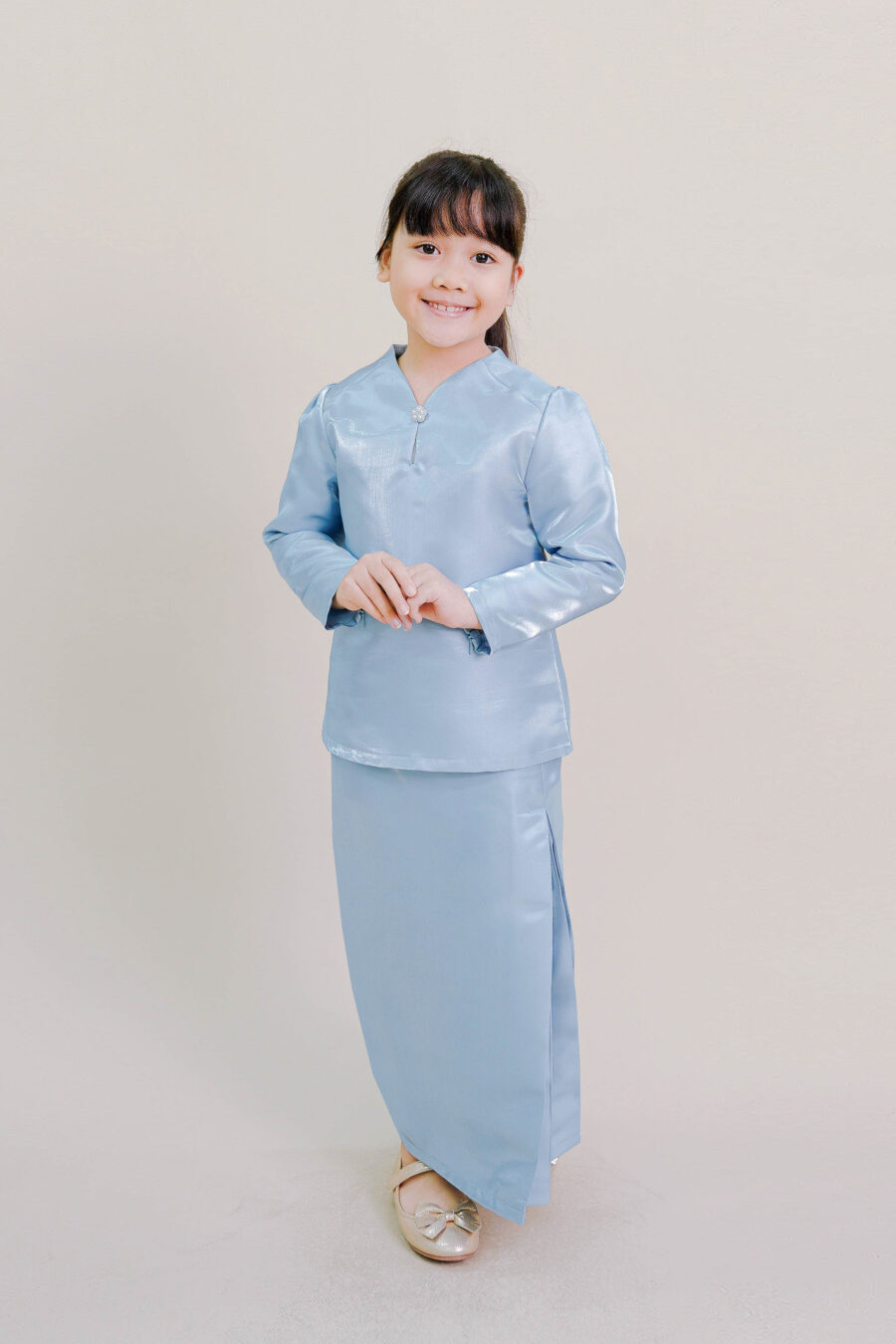 Kalea Kids Shimmer Kurung in Blue