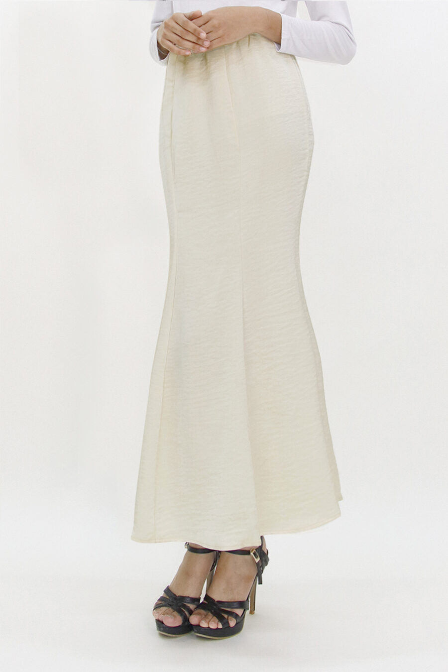 Grace Satin Mermaid Skirt Beige - Image 2