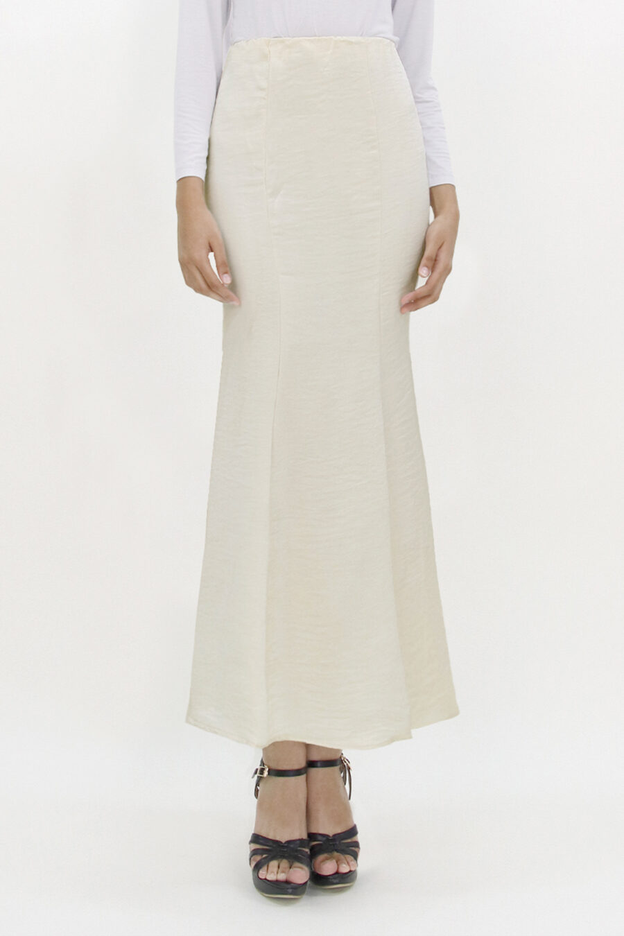 Grace Satin Mermaid Skirt Beige