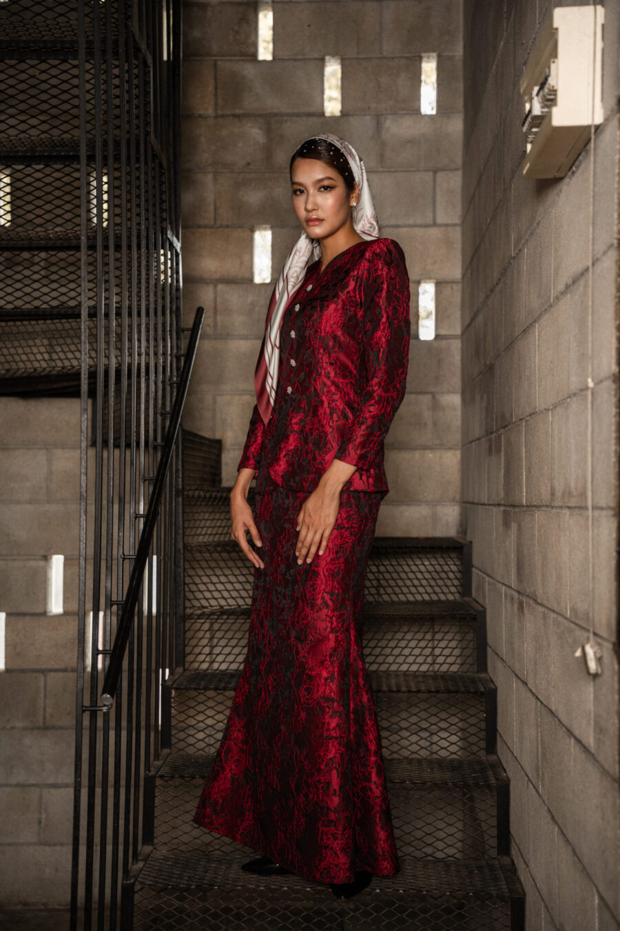 Zenata Kurung in Red - Image 3