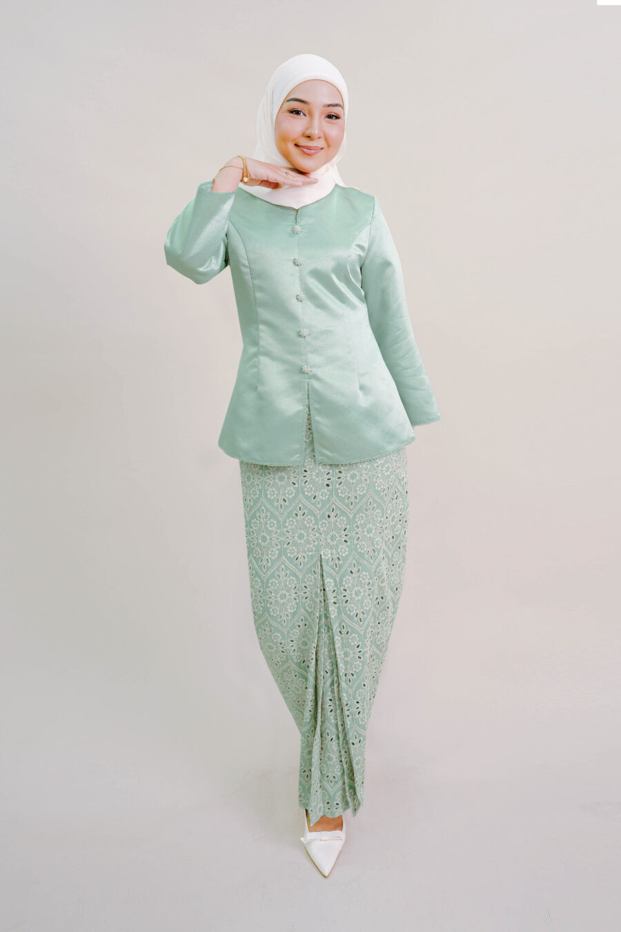 Eloni Kurung in Dusty Green - Image 3