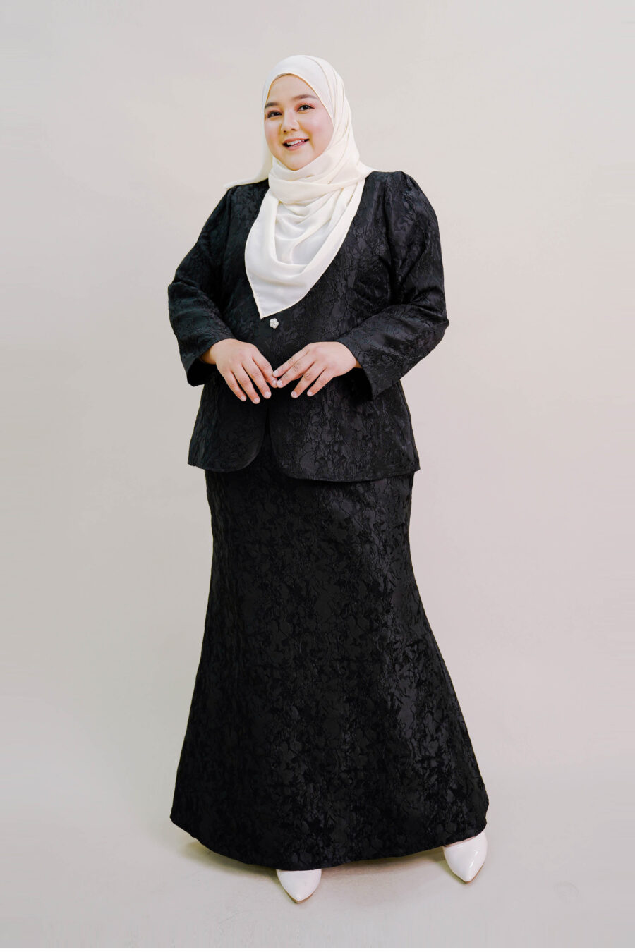 Zenata Plus Size Kurung in Black