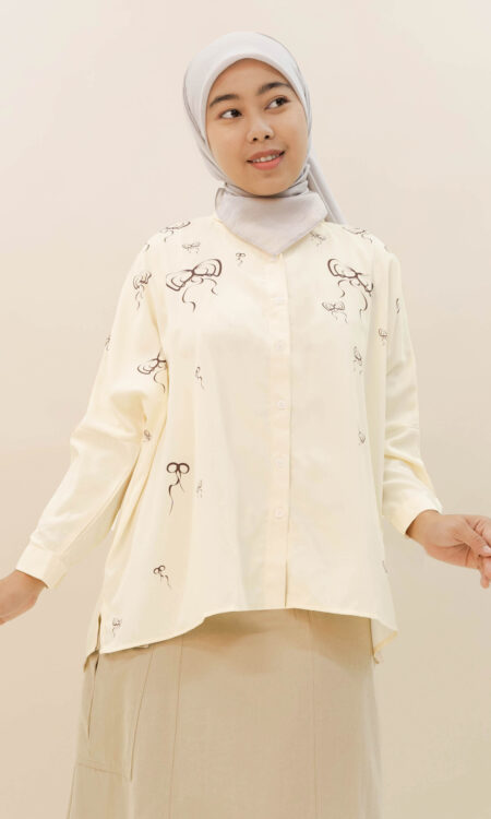 Vya Georgette Bow Shirt Yellow