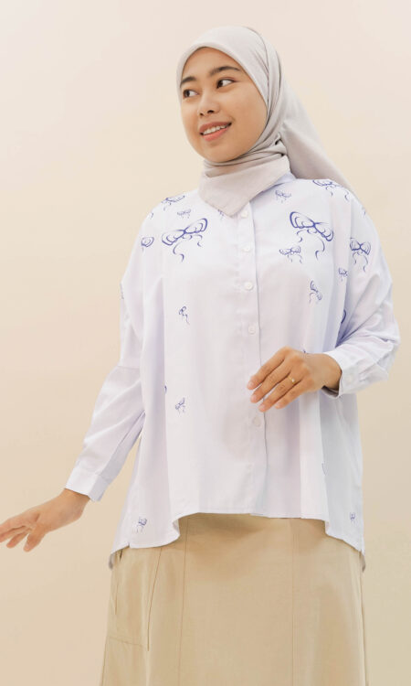 Vya Georgette Bow Shirt Violet