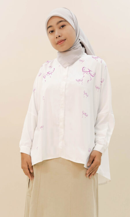 Vya Georgette Bow Shirt White